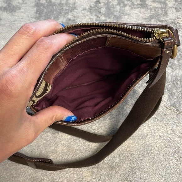 Coach Patchwork Swingpack Flat Crossbody Bag Suede Leather Signature F10439 - Picture 13 of 15